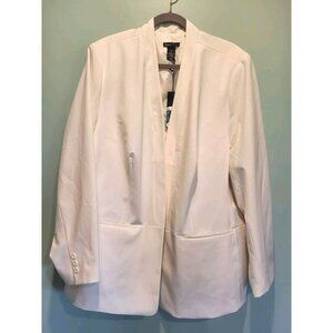 New With Defect Lane Bryant Tailored Stretch Ivory Lined Open Blazer Sz 28